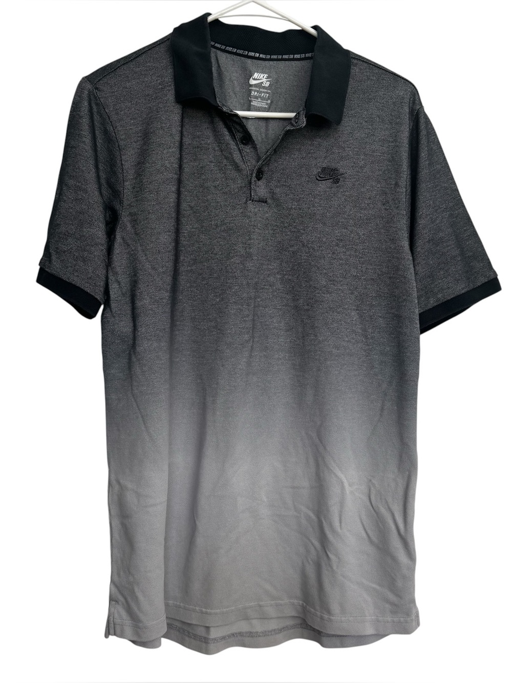 Nike SB Dip Dye Dry Polo Shirt Size L Gray Skateboarding Top Short Sleeve